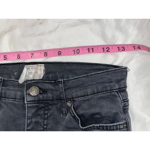 Free People Black Denim Distressed High-Rise Skinny Jeans Women's Plus Size 26 - Picture 5 of 9